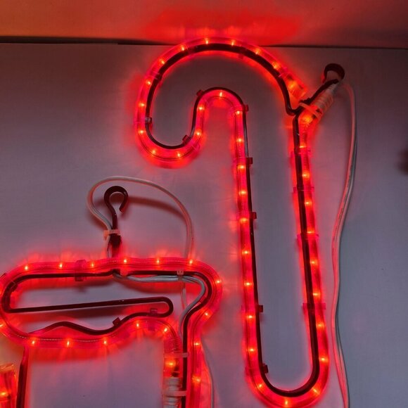 Christmas Rope Tube Lights Set of 4 Candy Cane Bell Snowman Christmas Stocking - Picture 5 of 16